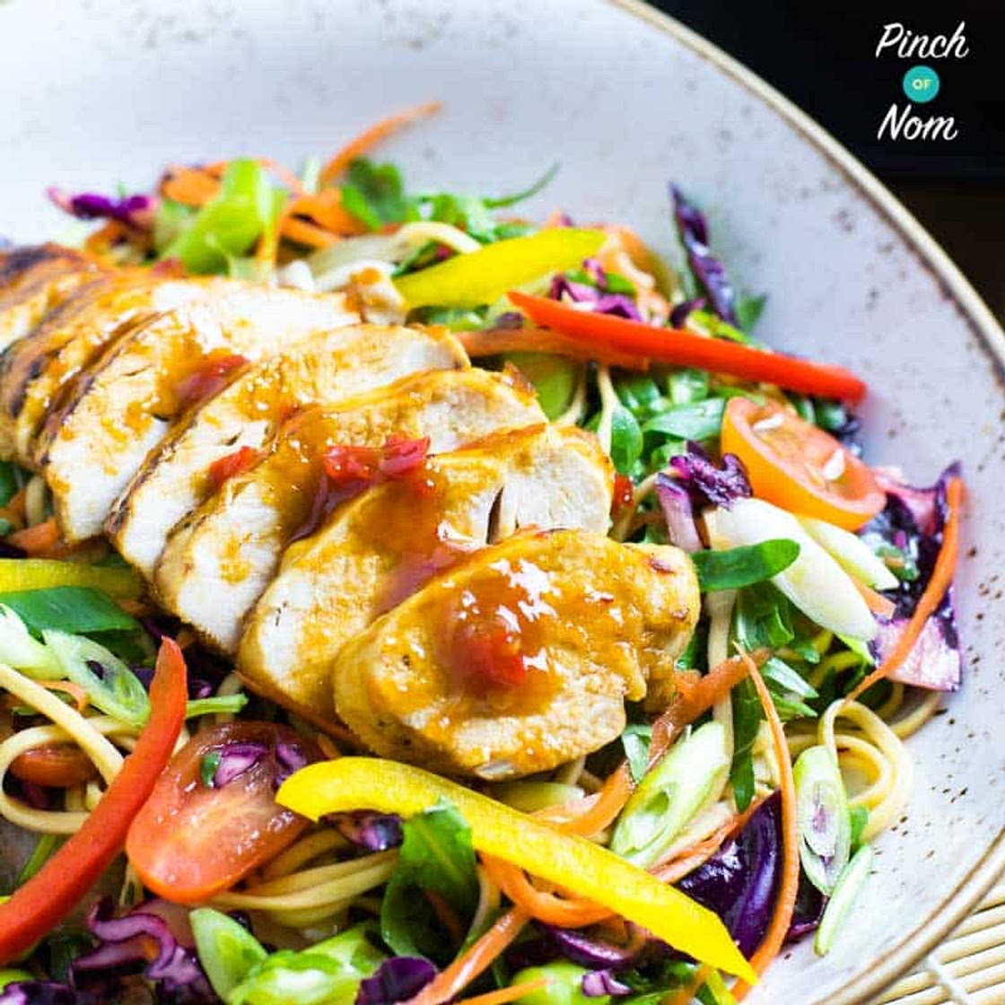Sweet Chilli Chicken with Rainbow Salad | Slimming & Weight Watchers Friendly
