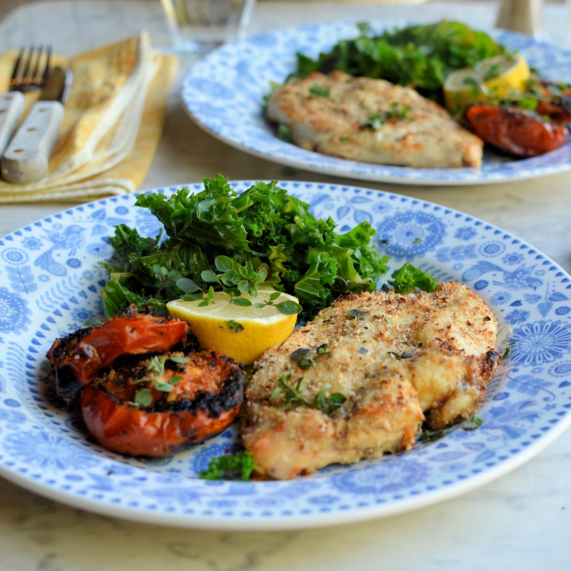 Garlic, Herb and Parmesan Crusted Chicken Schnitzels