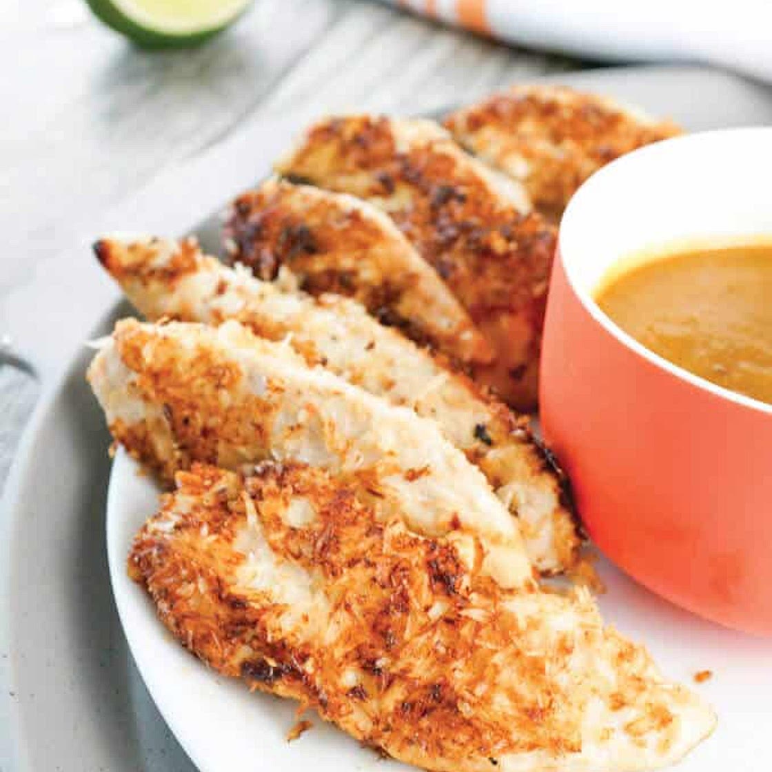 Coconut-Crusted Chicken Tenders with Pineapple Dipping Sauce
