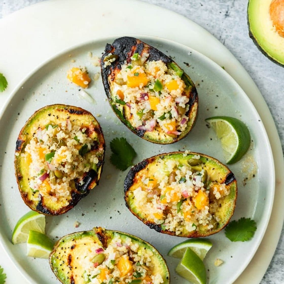 Grilled California Avocado Stuffed with Quinoa Mango Salad