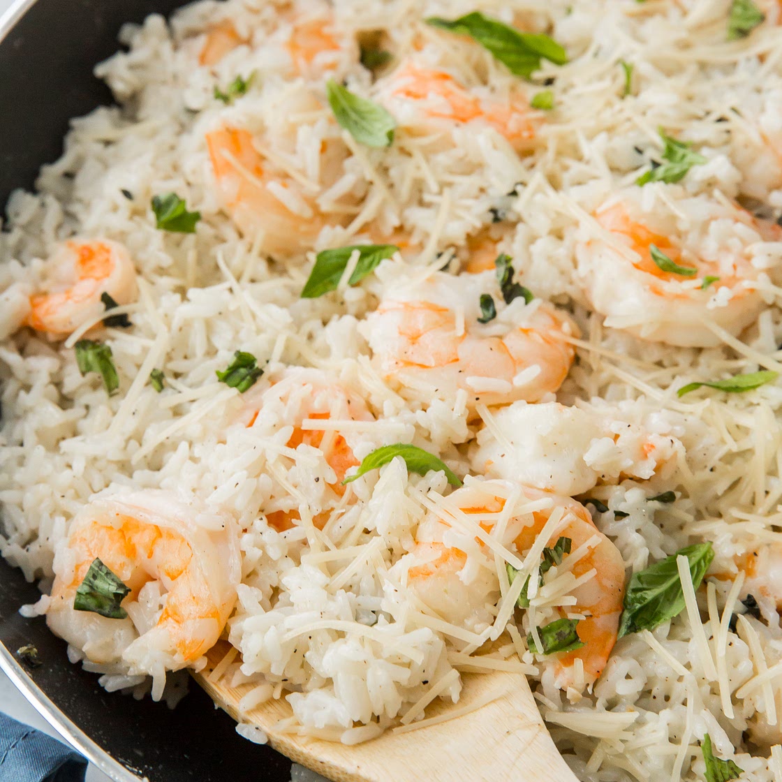 Parmesan Basil Shrimp and Rice