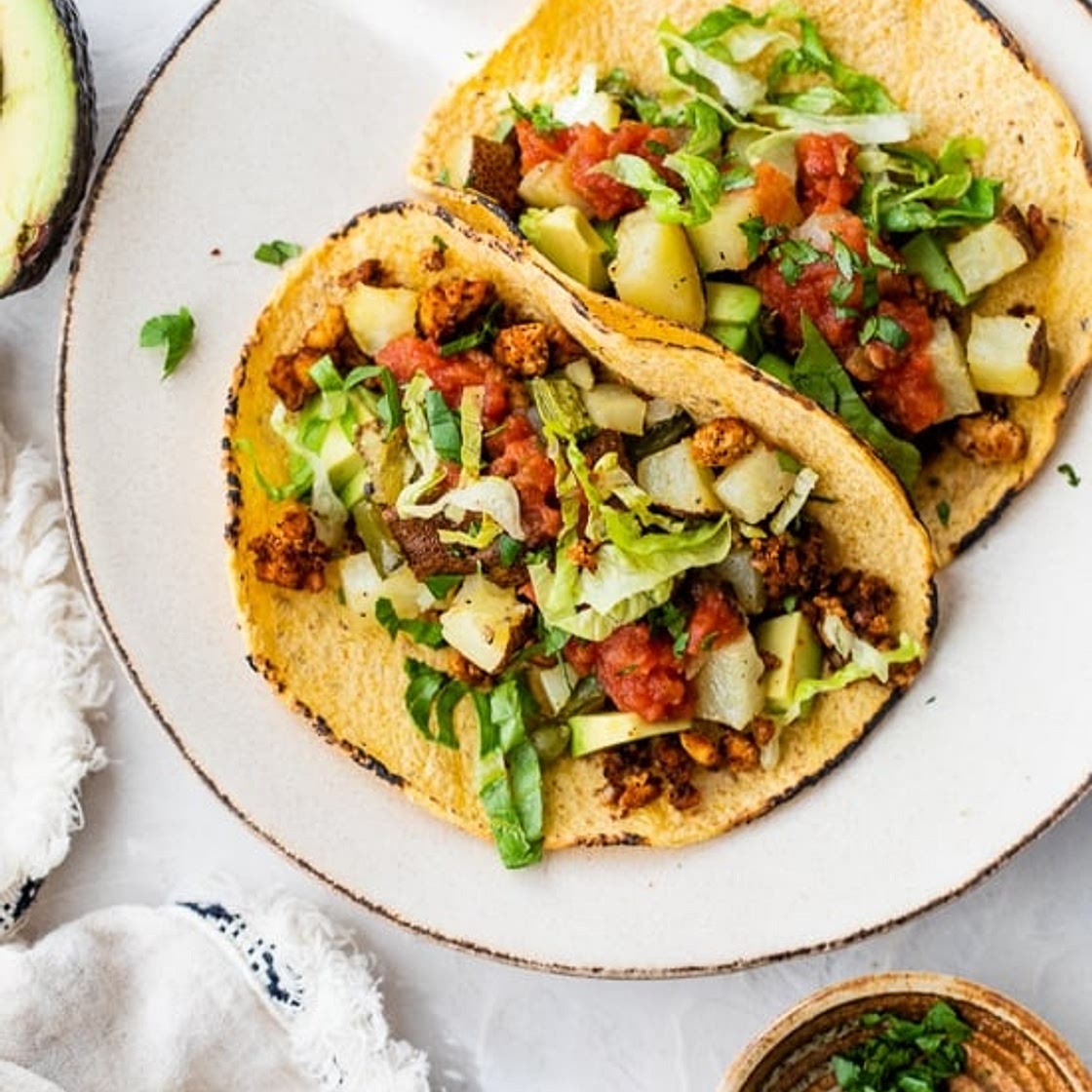Tofu Tacos with Potatoes and Jalapeños
