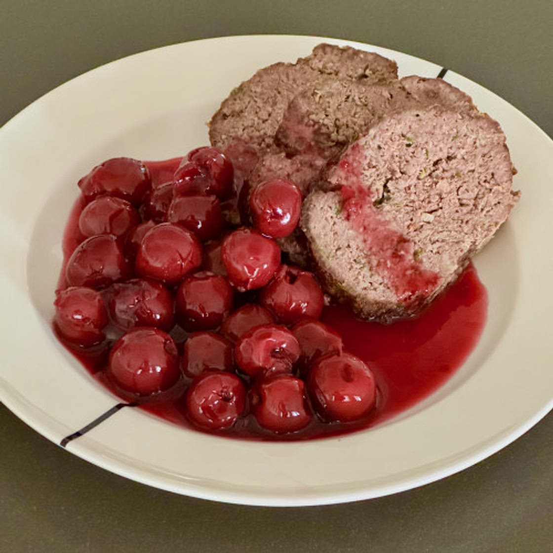 Belgian meatloaf with cherry sauce