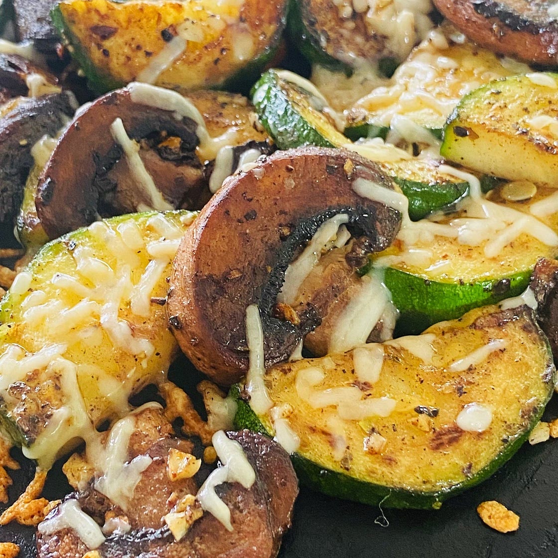 Blackstone Garlic Parmesan Zucchini and Mushrooms