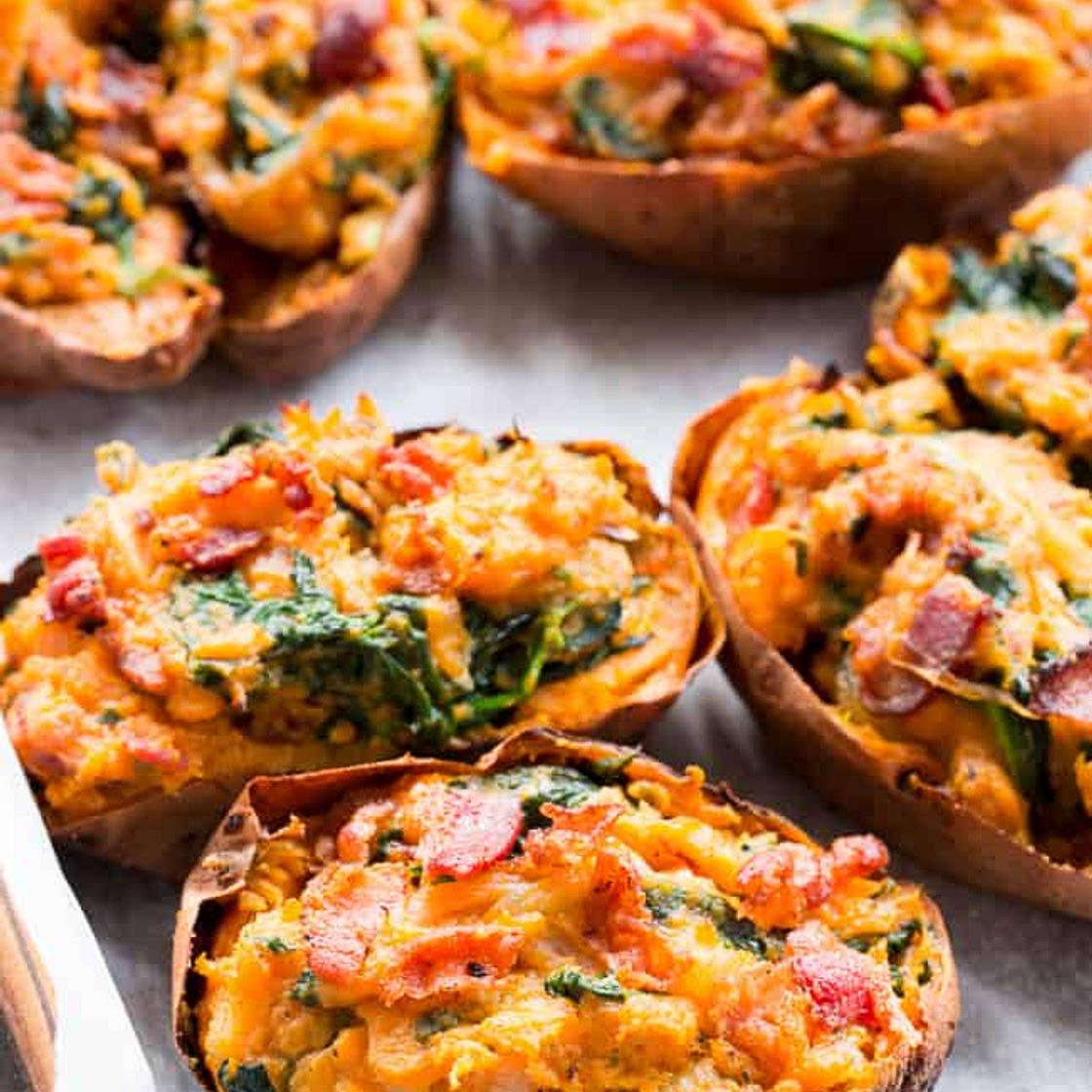 Twice Baked Sweet Potatoes {Paleo, Whole30, Dairy-Free}