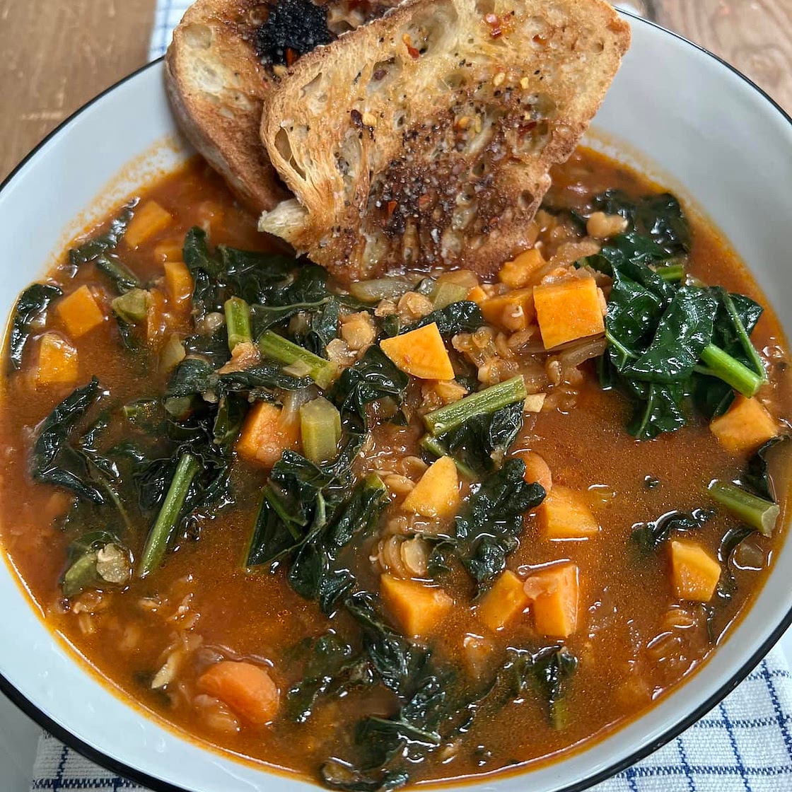 Easy Sweet Potato and Red Lentil Soup