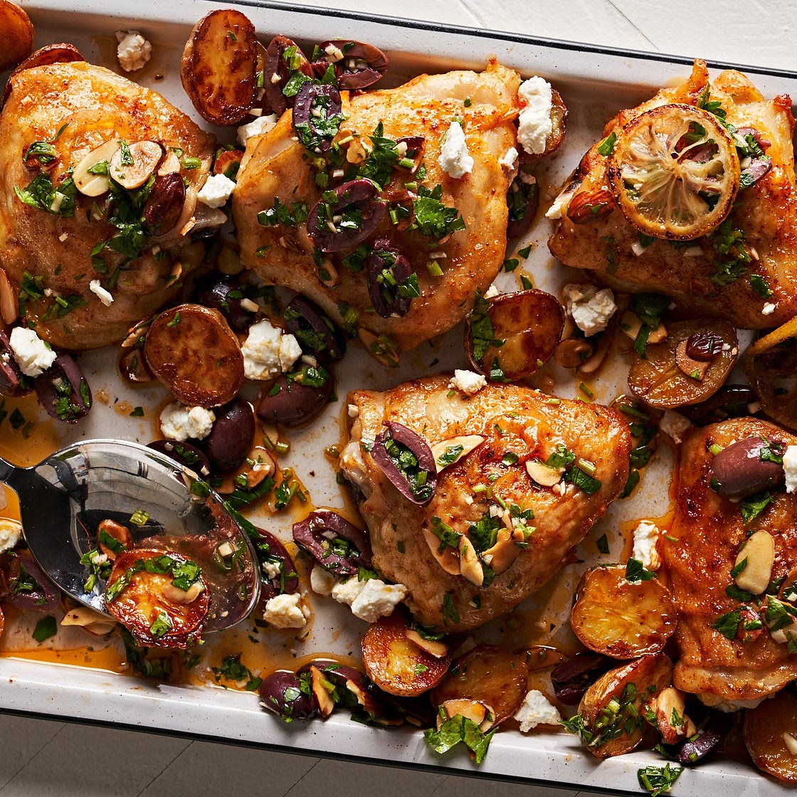 Lemony Chicken & Potatoes With Feta