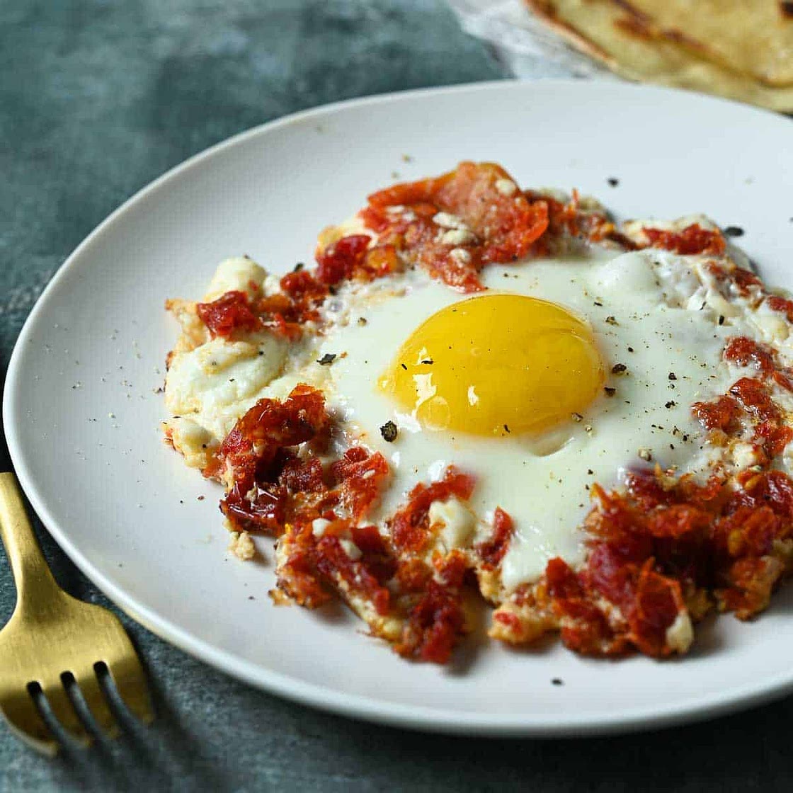 Sun Dried Tomato and Feta Fried Eggs