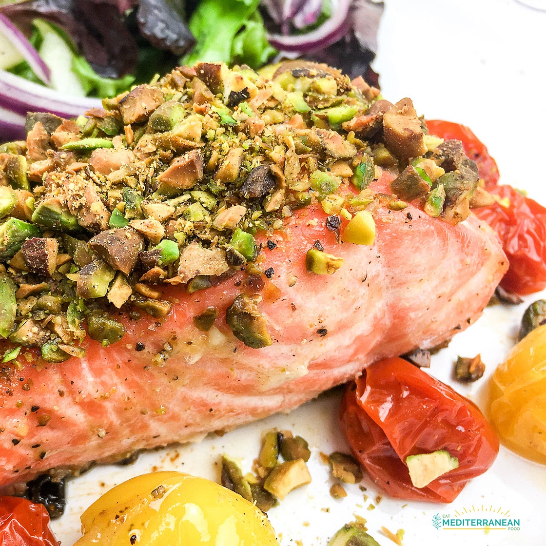 Pistachio Crusted Salmon With Blistered Cherry Tomatoes