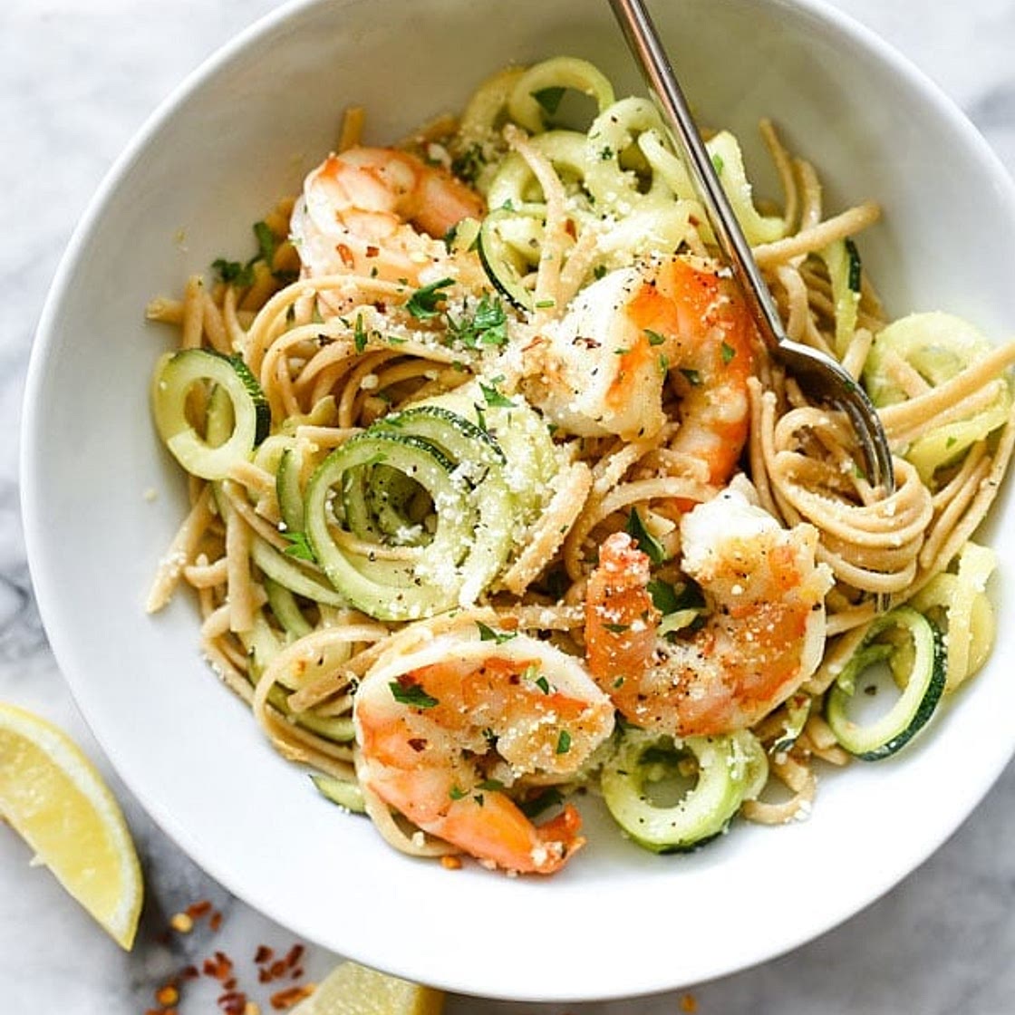 Shrimp Scampi Pasta with Zucchini Noodles