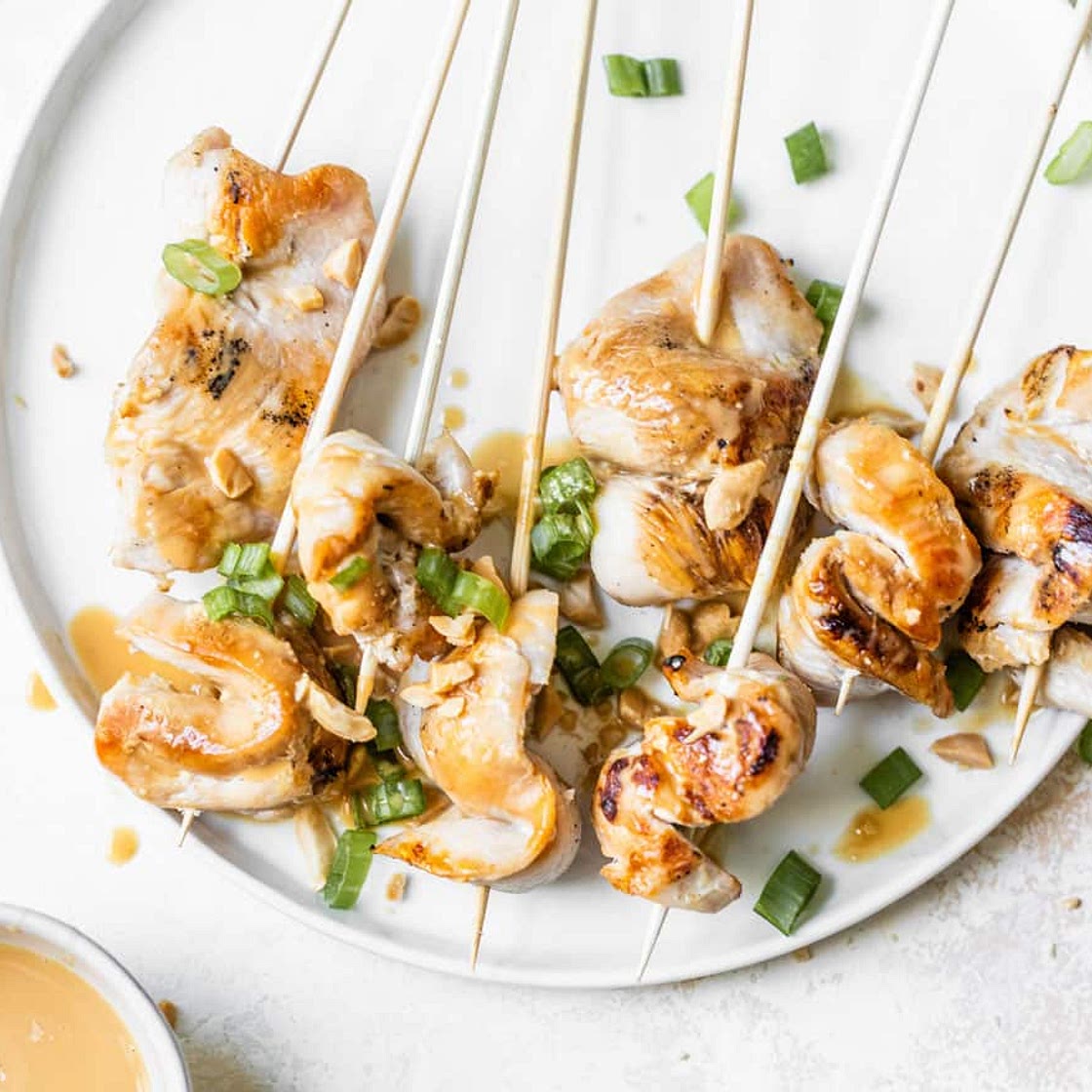 Spicy Peanut Chicken Skewers