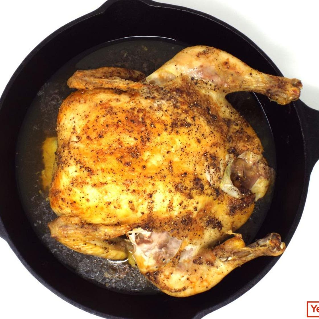 Cast-Iron Salt and Pepper Roasted Chicken