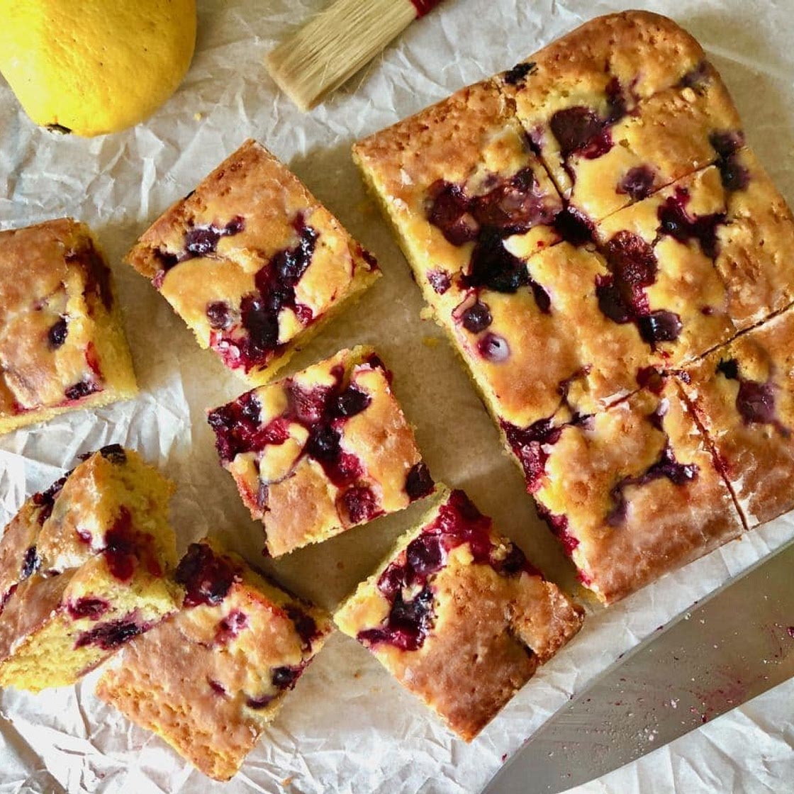 Berry Yoghurt Cake with Lemon Glaze
