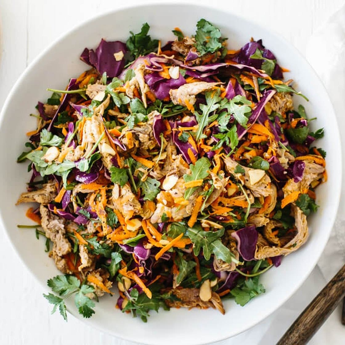 Pulled Pork, Cabbage and Arugula Salad