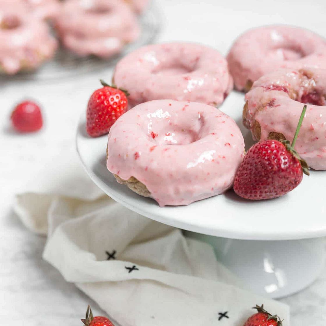 Baked Strawberry Donuts - Gluten-Free and Vegan