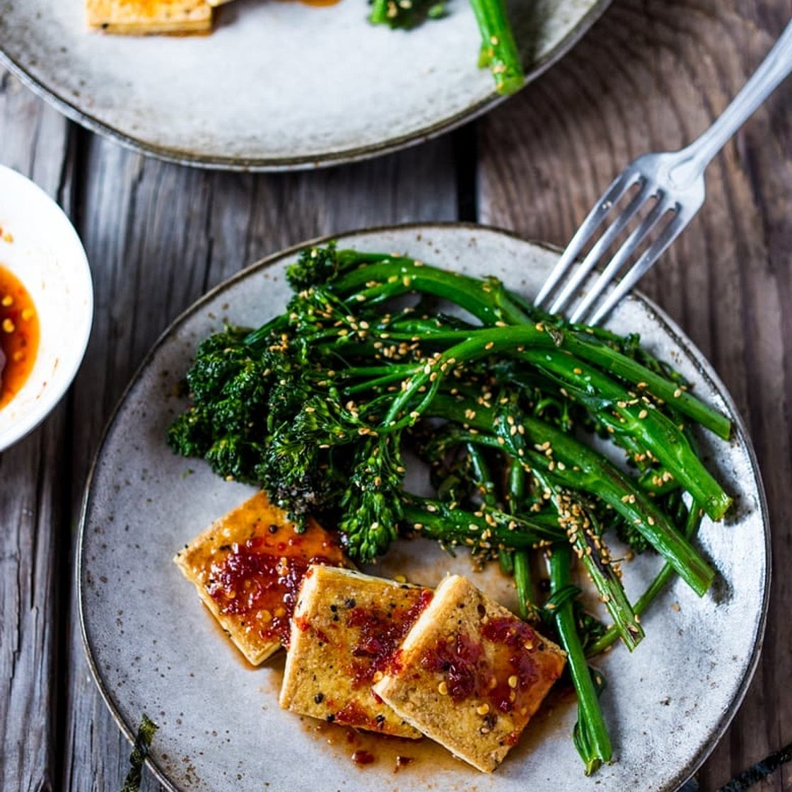 Chili Garlic Tofu with Broccolini