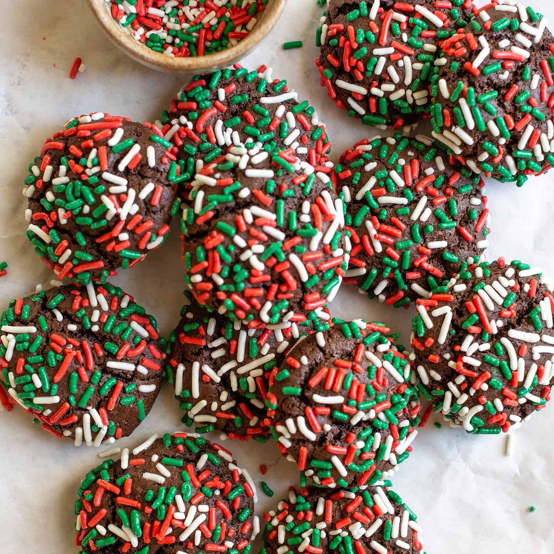 Chocolate Sprinkle Crinkle Cookies