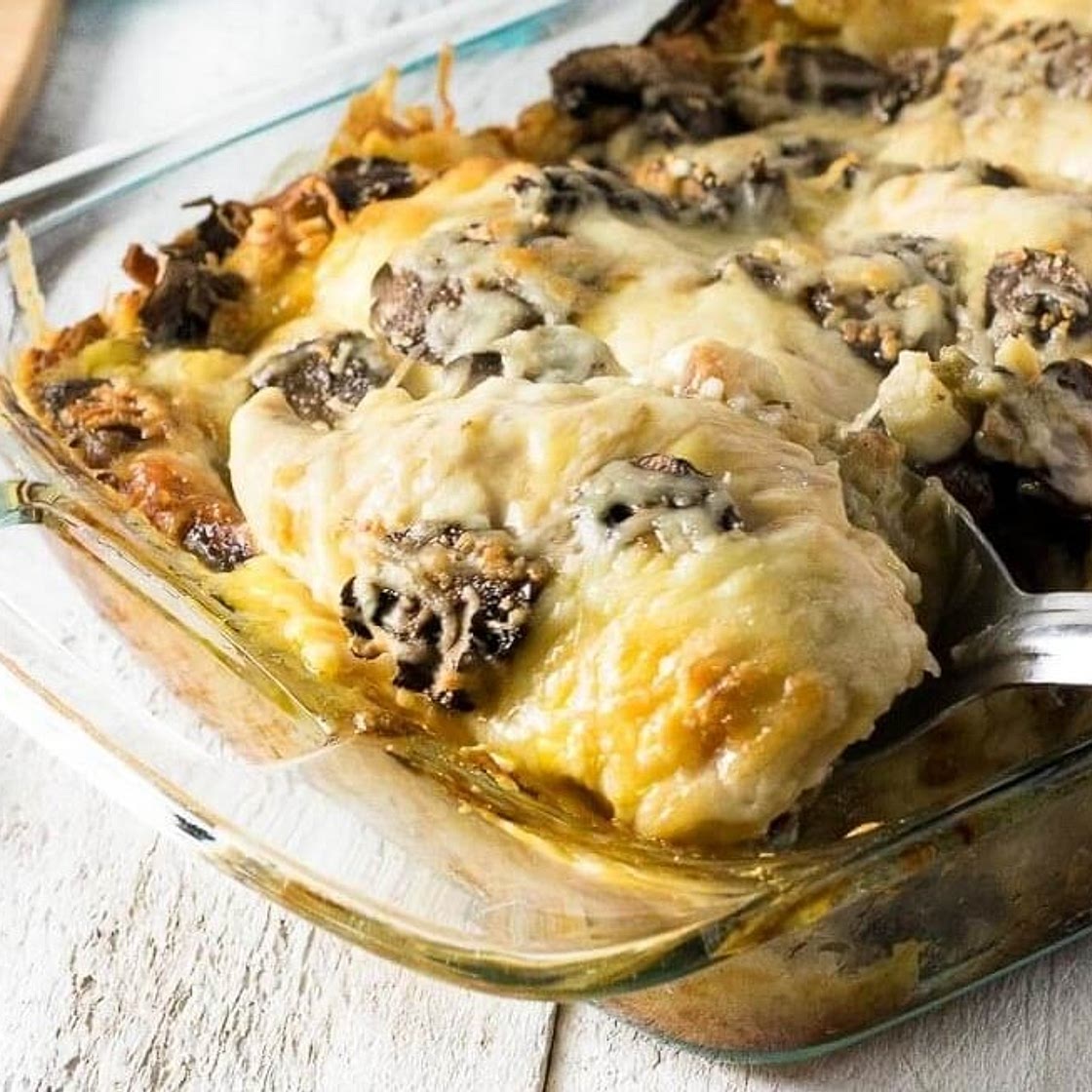 Portobello Swiss Chicken Bake