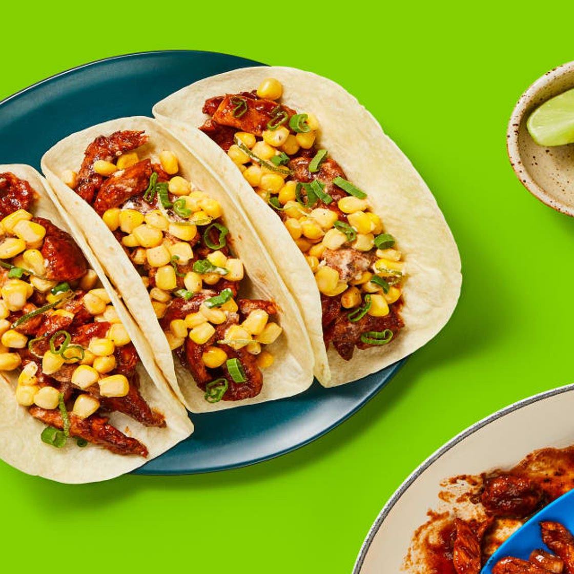 One-Pan Chicken Tinga Tacos with Corn Salad