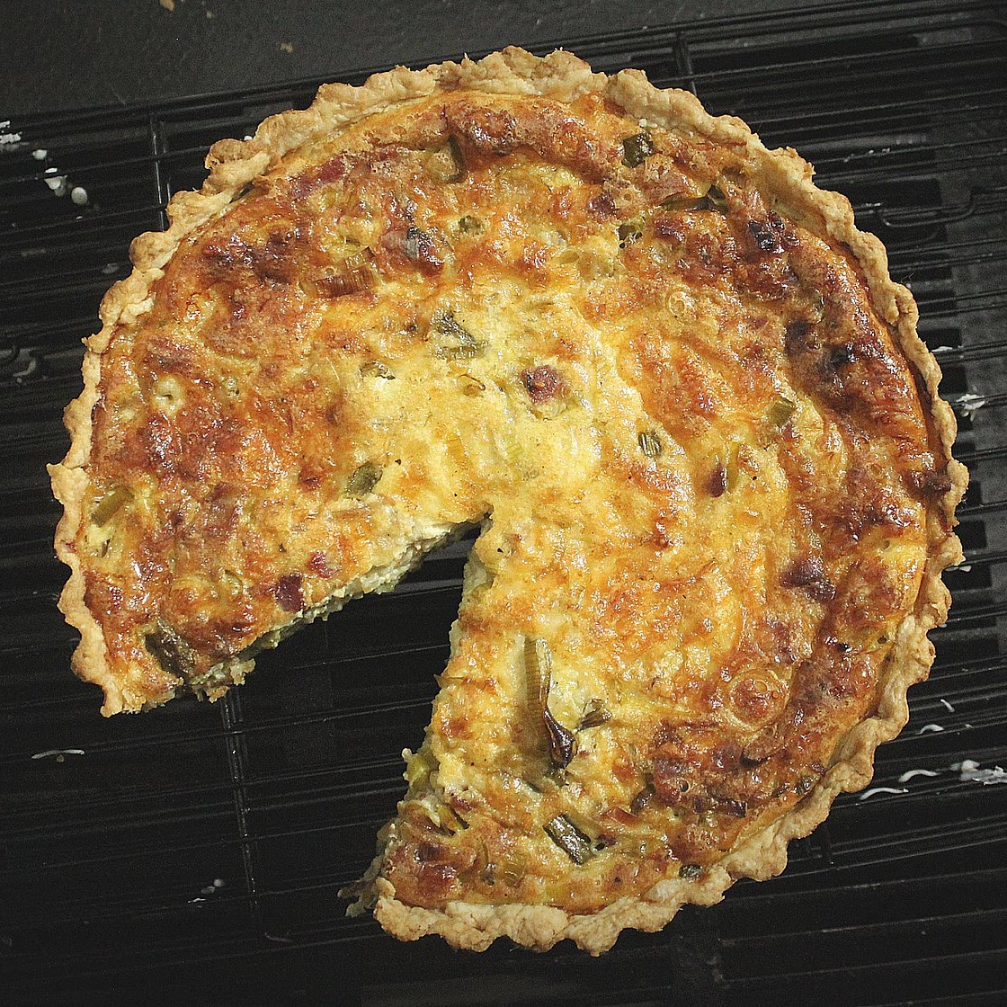 Leek and Asparagus Quiche with Bacon and Gruyère