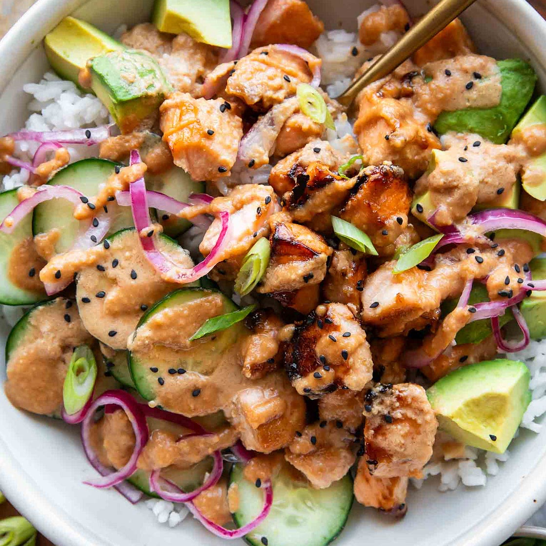 Miso Glazed Salmon Bowls