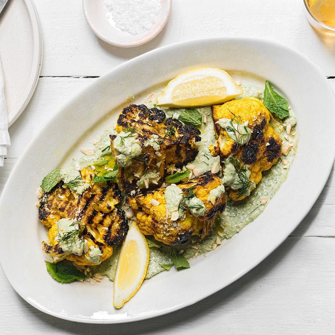 Grilled Cauliflower Wedges With Herb Tarator