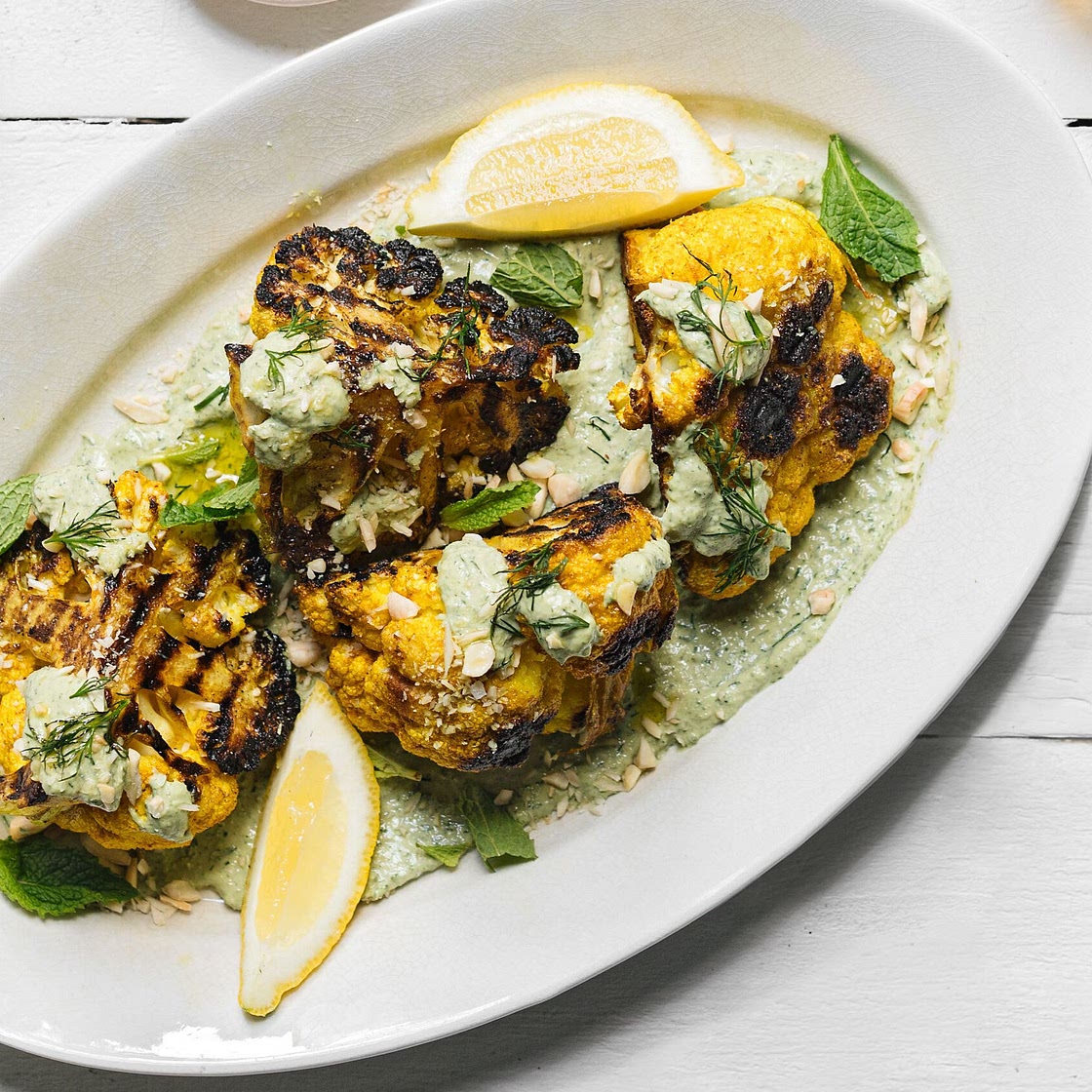 Grilled Cauliflower Wedges With Herb Tarator