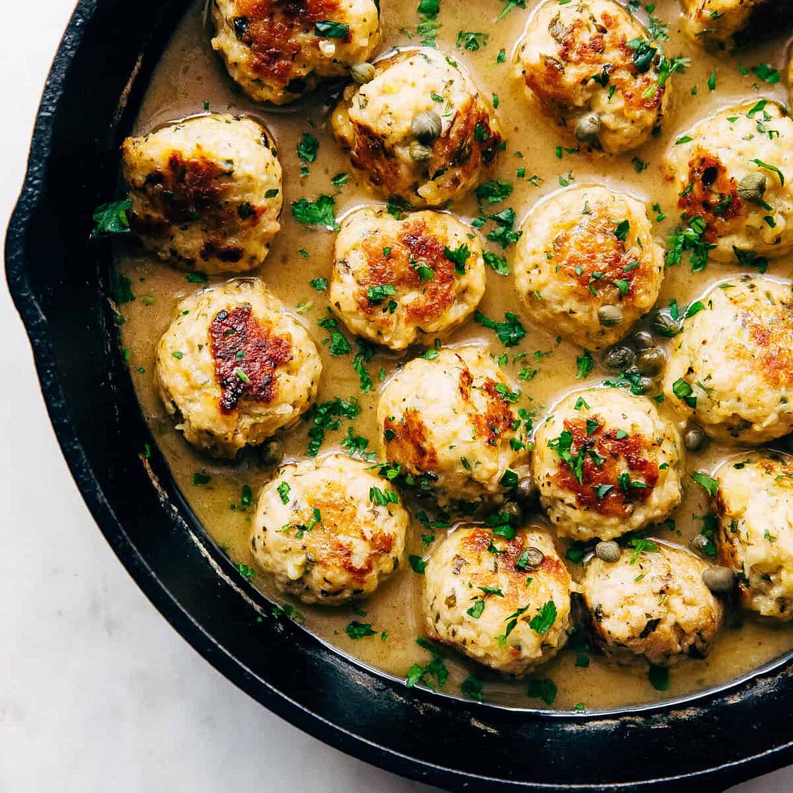Rustic Chicken Piccata Meatballs