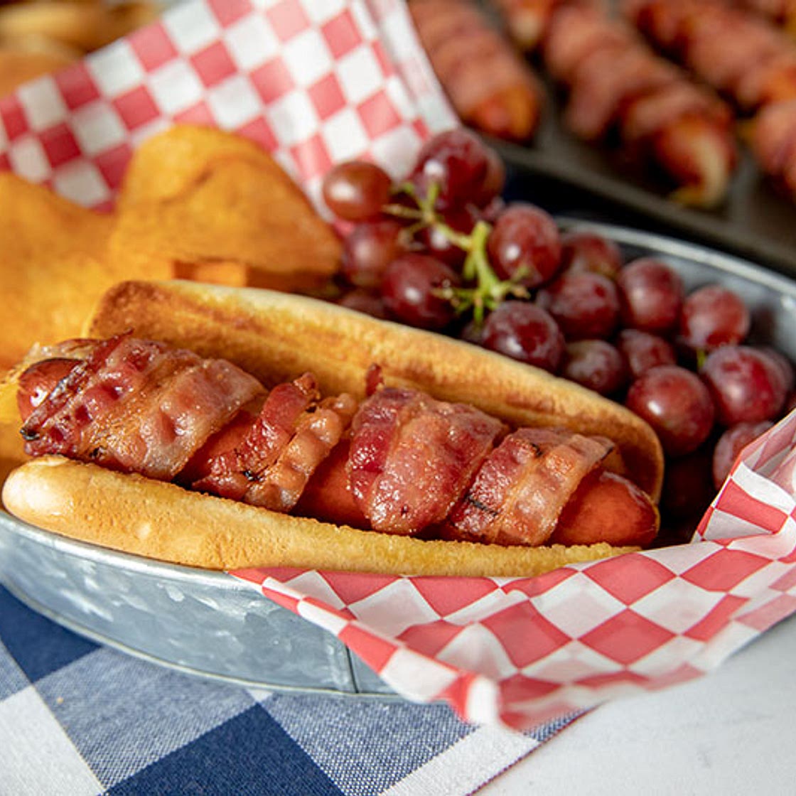 Bacon Wrapped Cheese Hot Dogs