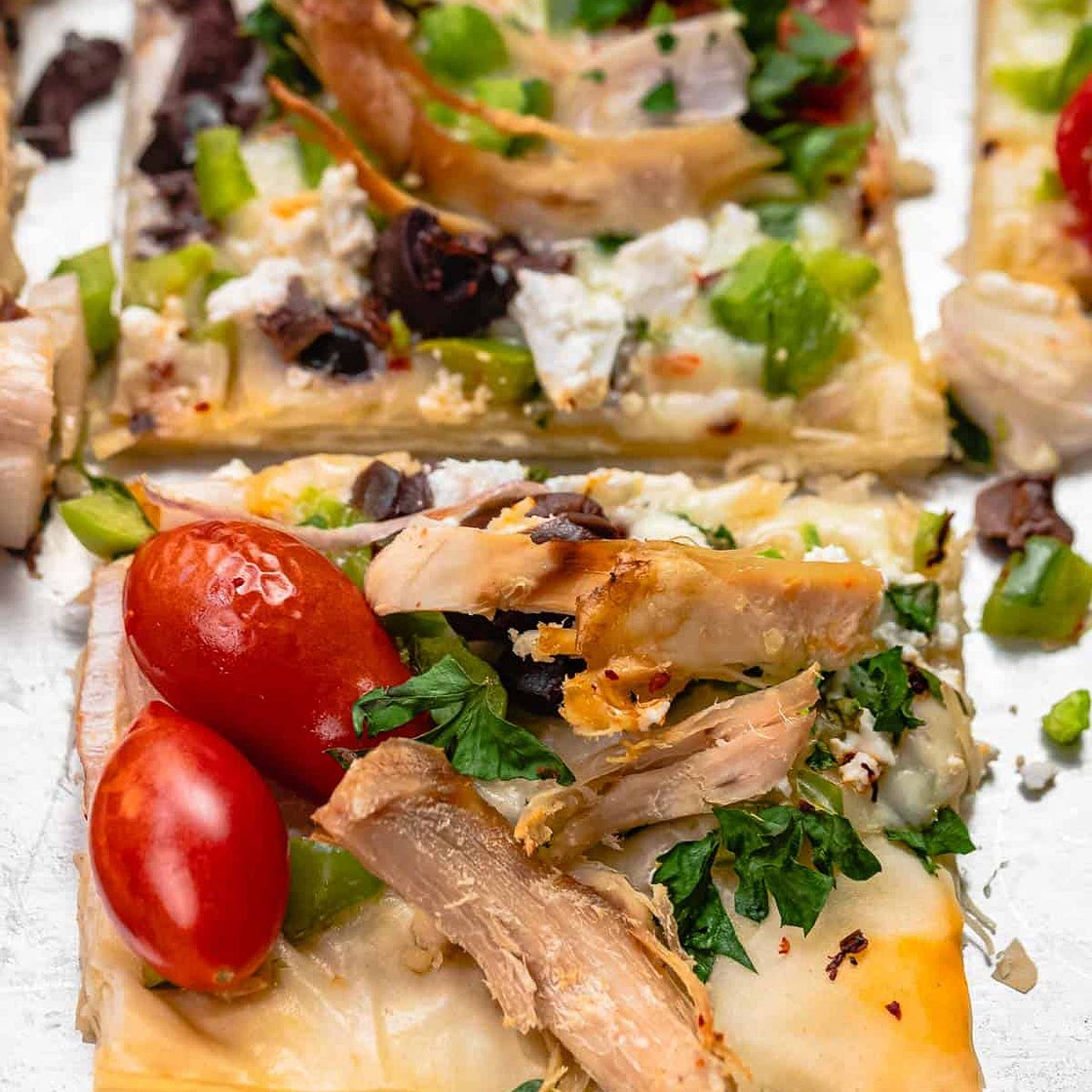 Sheet Pan Phyllo Dough Pizza with Vegetables (Crispy Pizza Dough)