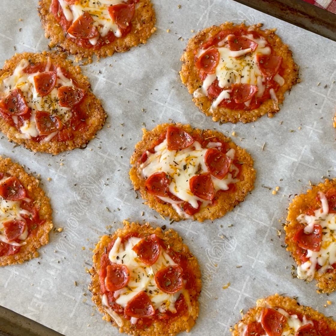 Crispy Mini Low Carb Pizzas (Made with a Parmesan Crust)