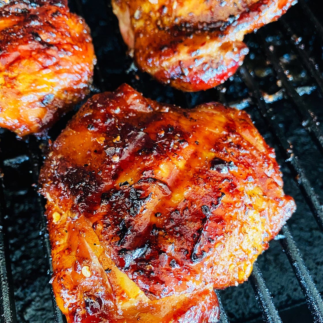Smoked Candied Garlic Chicken Thighs