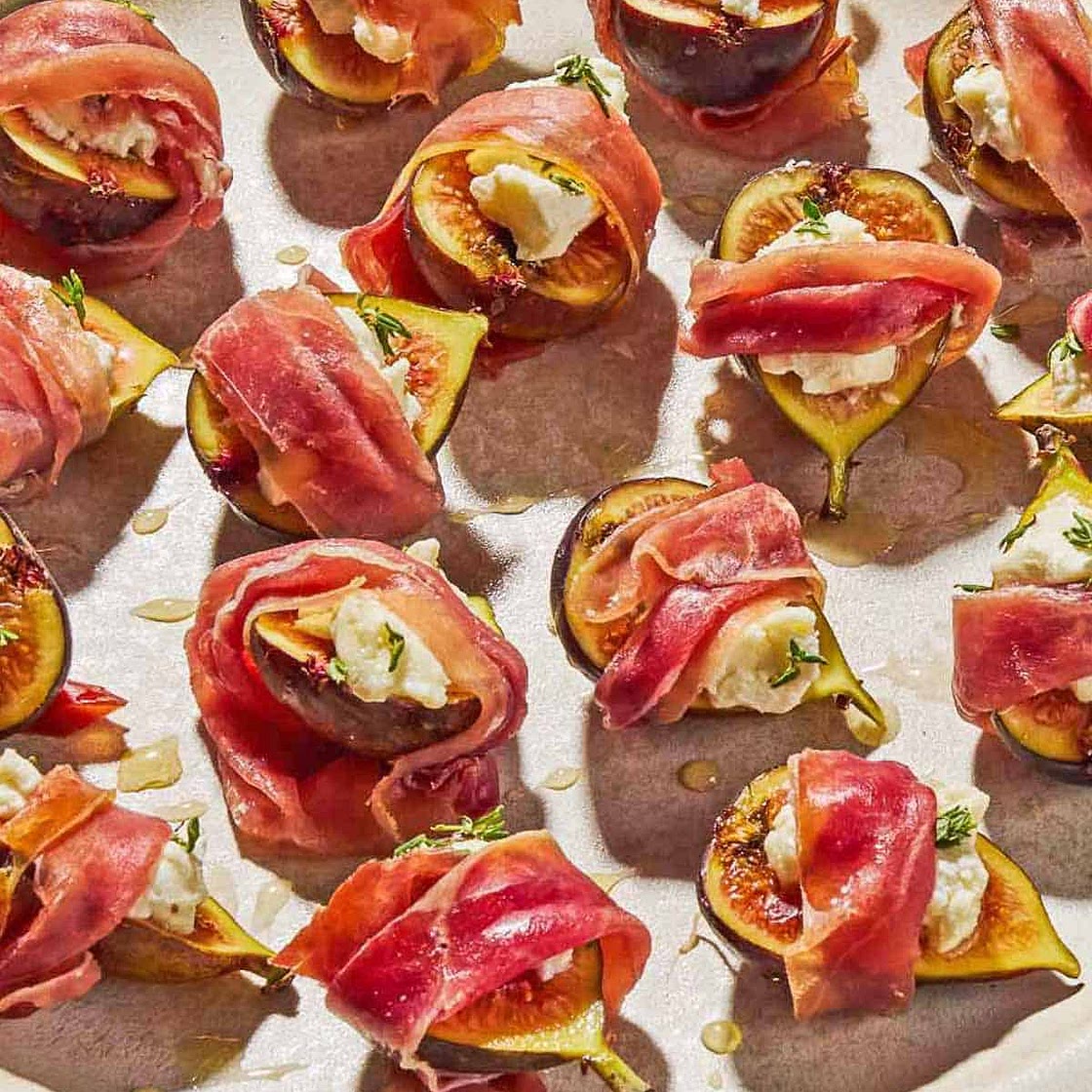 Prosciutto Wrapped Figs with Goat Cheese, Honey, and Thyme