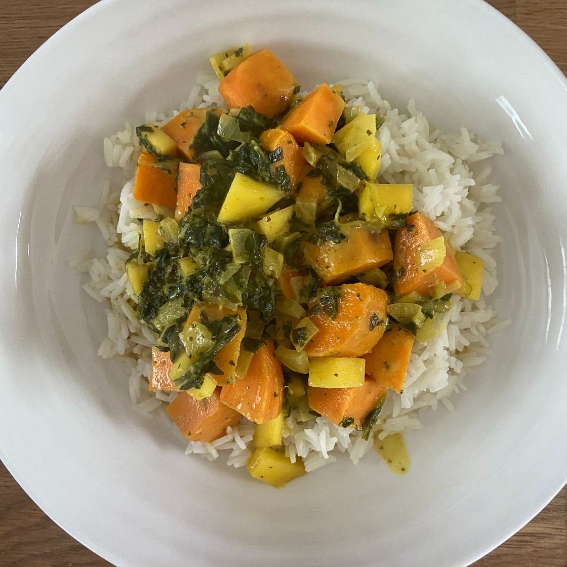 Sweet potato, spinach and mango curry recipe