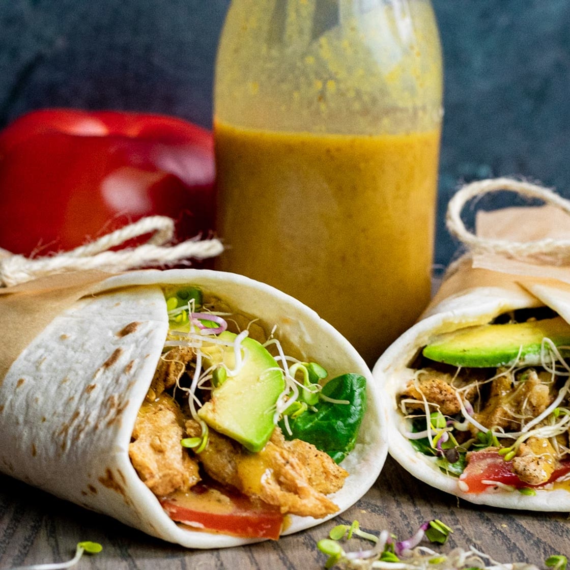 Vegan Honey Mustard Chicken Wraps