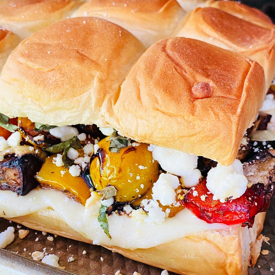 Smoked Veggie Goat Cheese Sliders