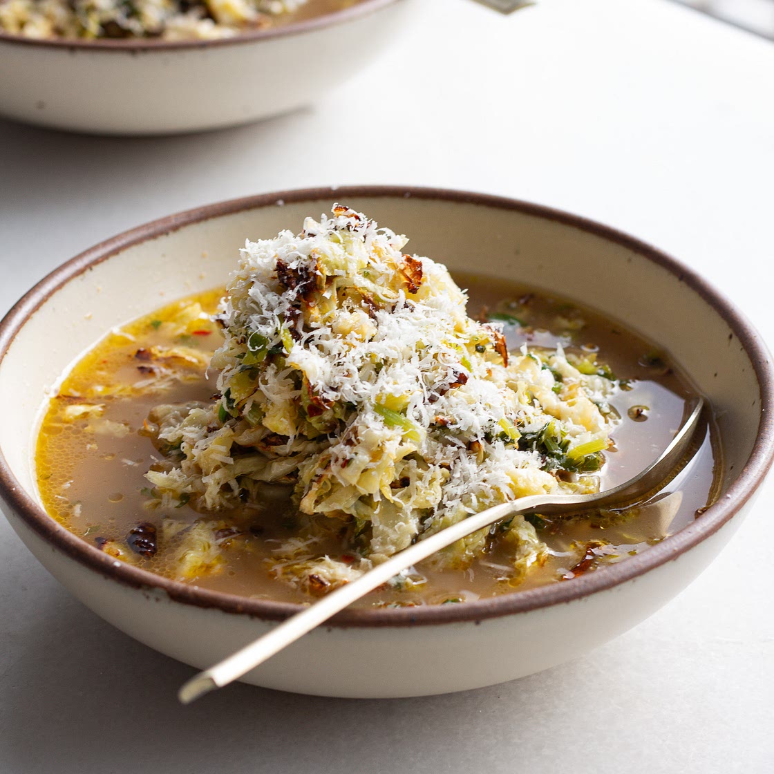 Herby Cabbage in Parmesan Broth