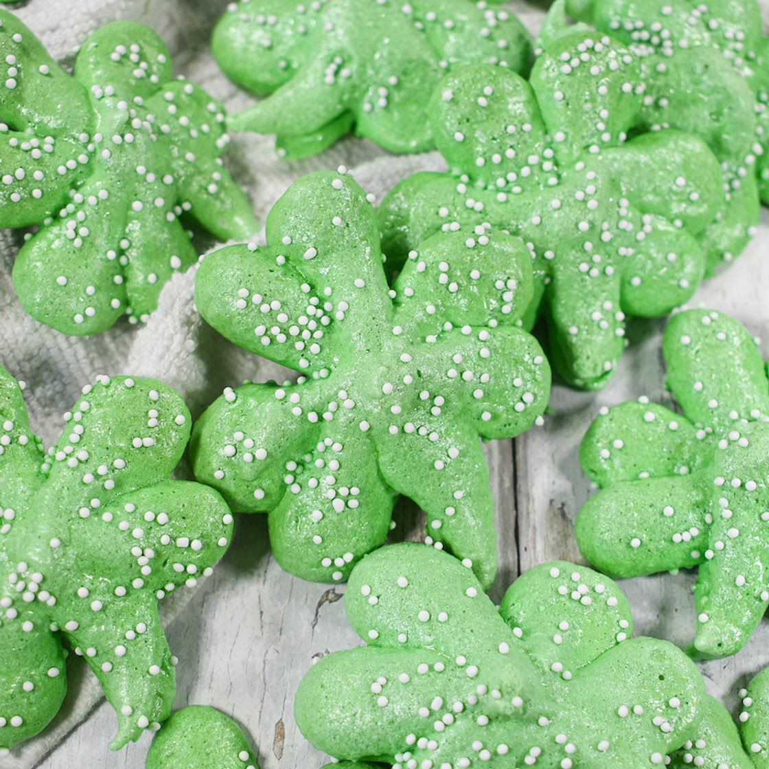 Meringue Shamrock Cookies