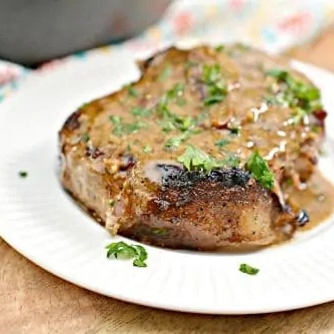 Keto Bacon-Wrapped Pork Chops with Mustard Cream Sauce