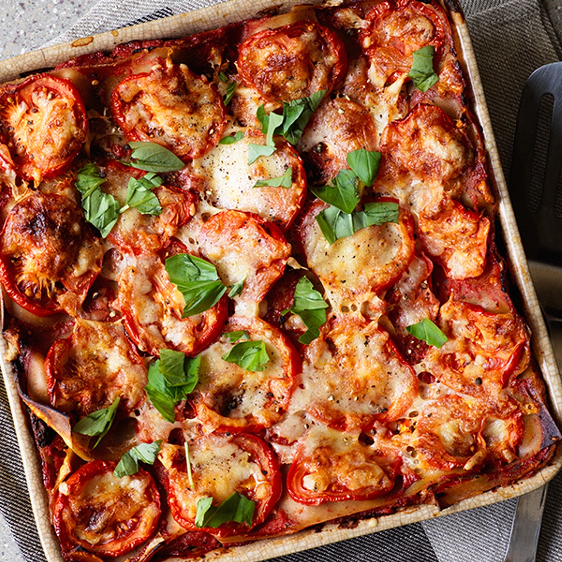 Spinach and mushroom lasagne