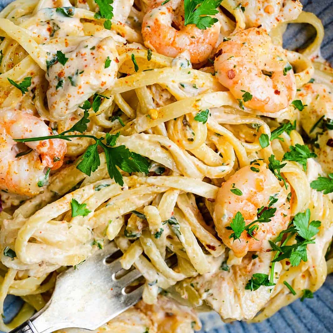 Cajun Chicken and Shrimp Alfredo