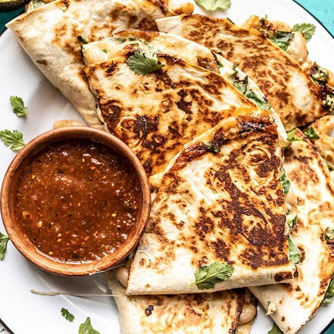 Creamy White Bean and Spinach Quesadillas