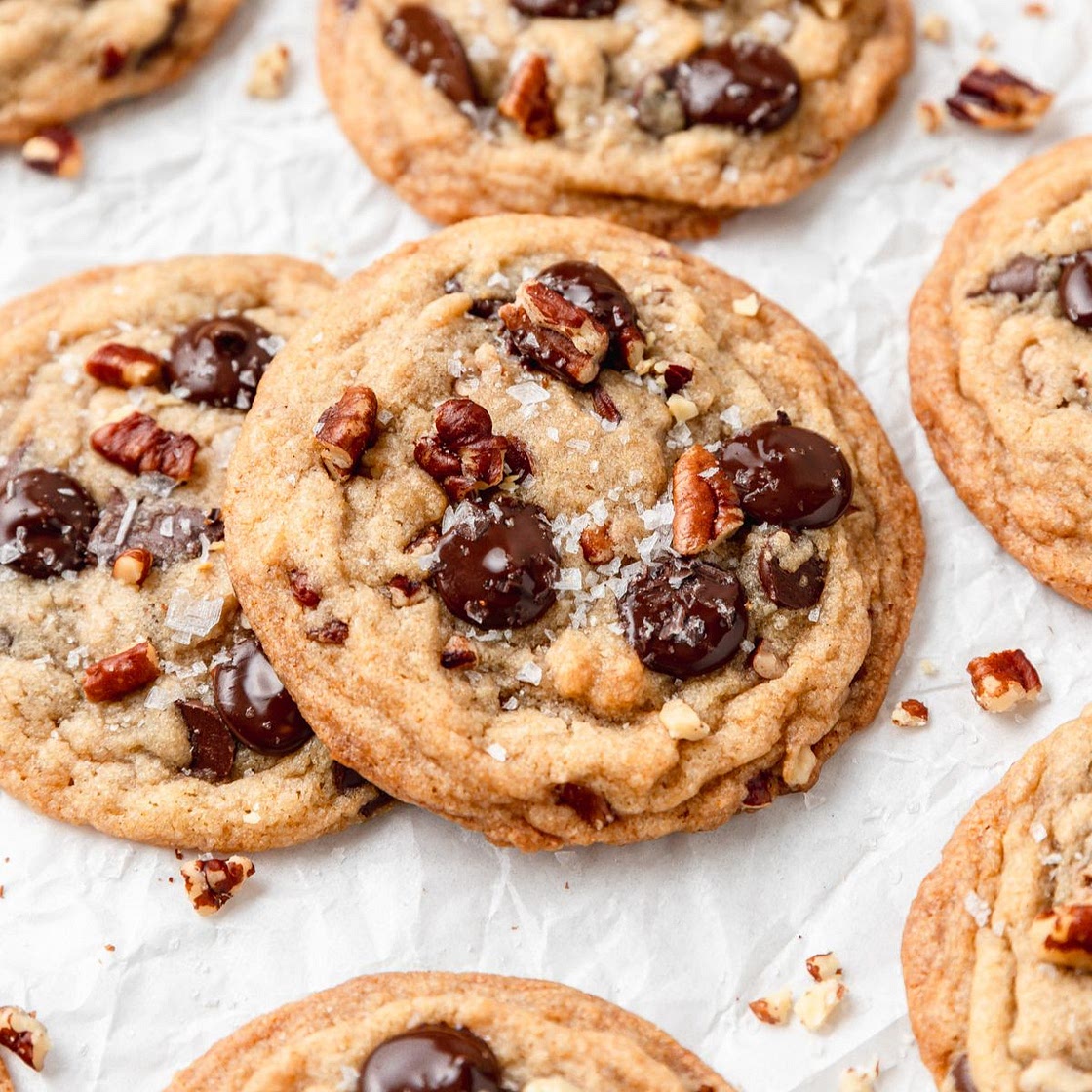 Banana Chocolate Chip Cookies with Pecans