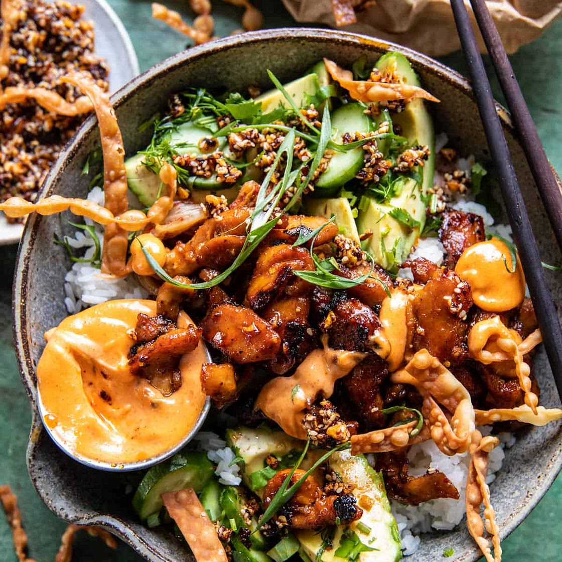 Spicy Chicken Yum Yum Rice Bowls