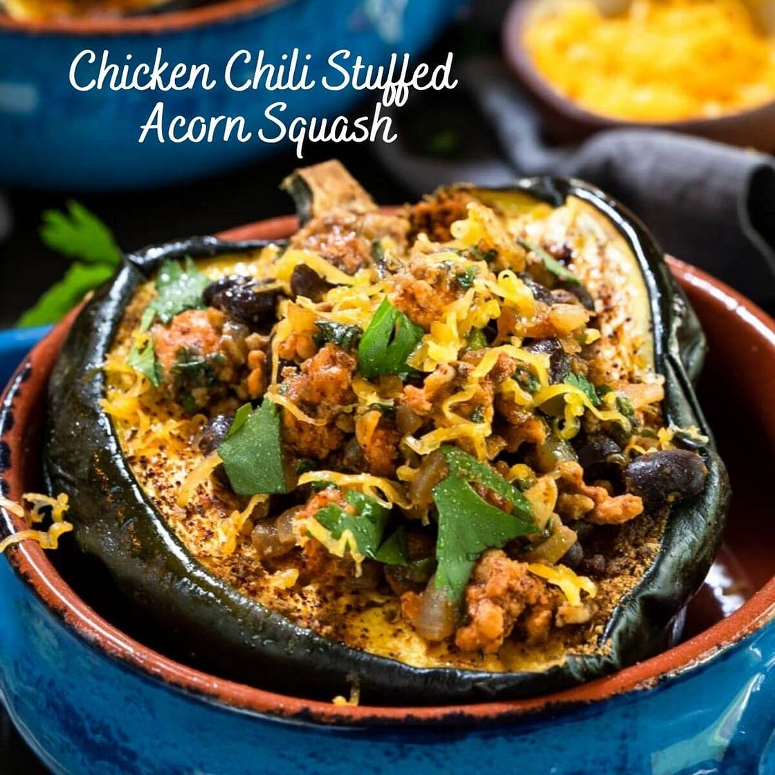 Chicken Chili Stuffed Acorn Squash