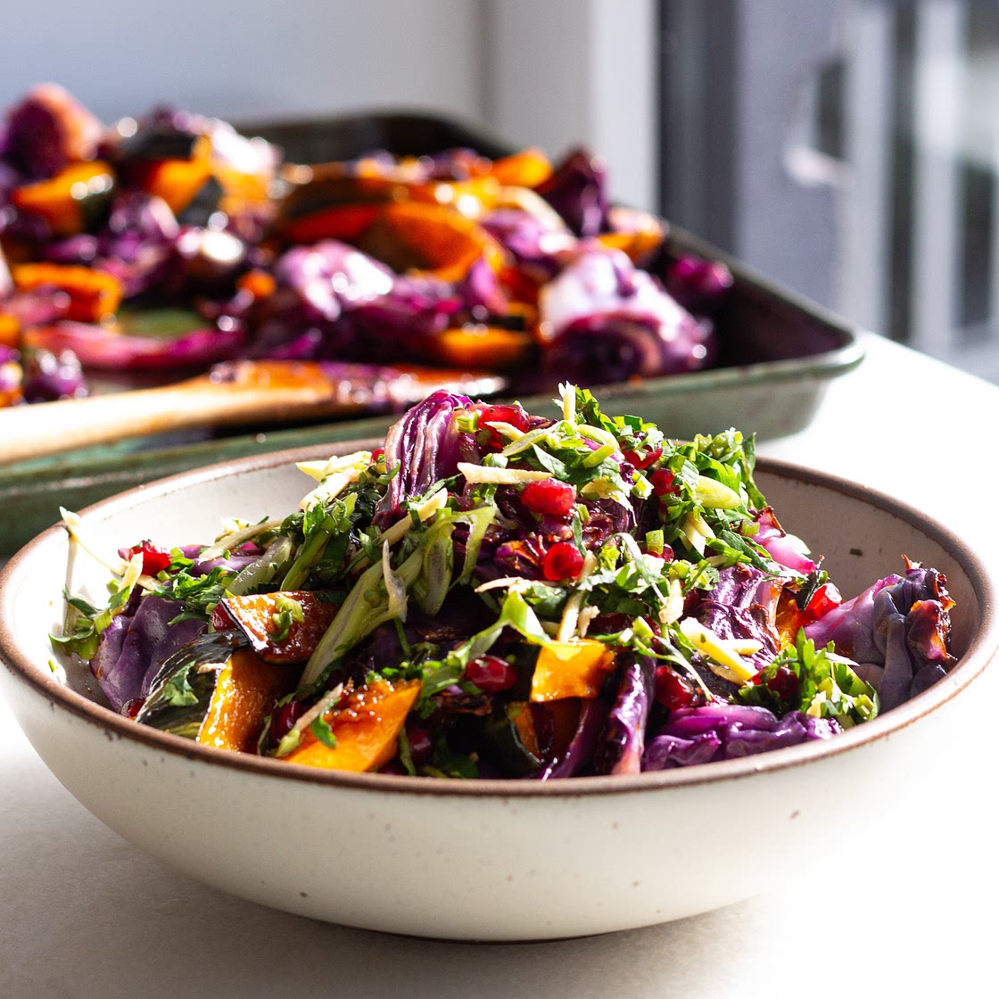 Honey Sesame Kabocha Squash & Cabbage