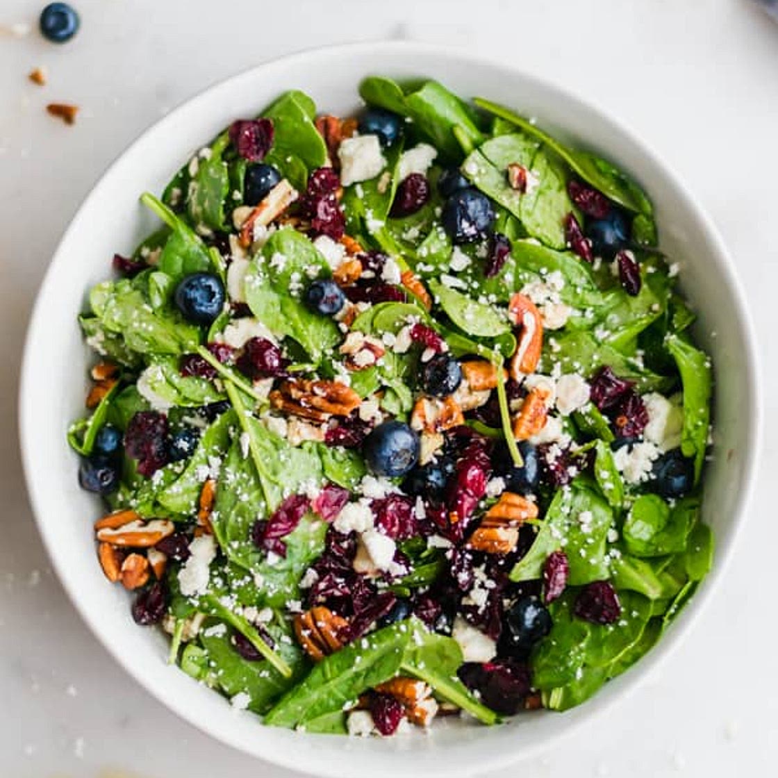 Blueberry Spinach Salad with Honey Balsamic Dressing