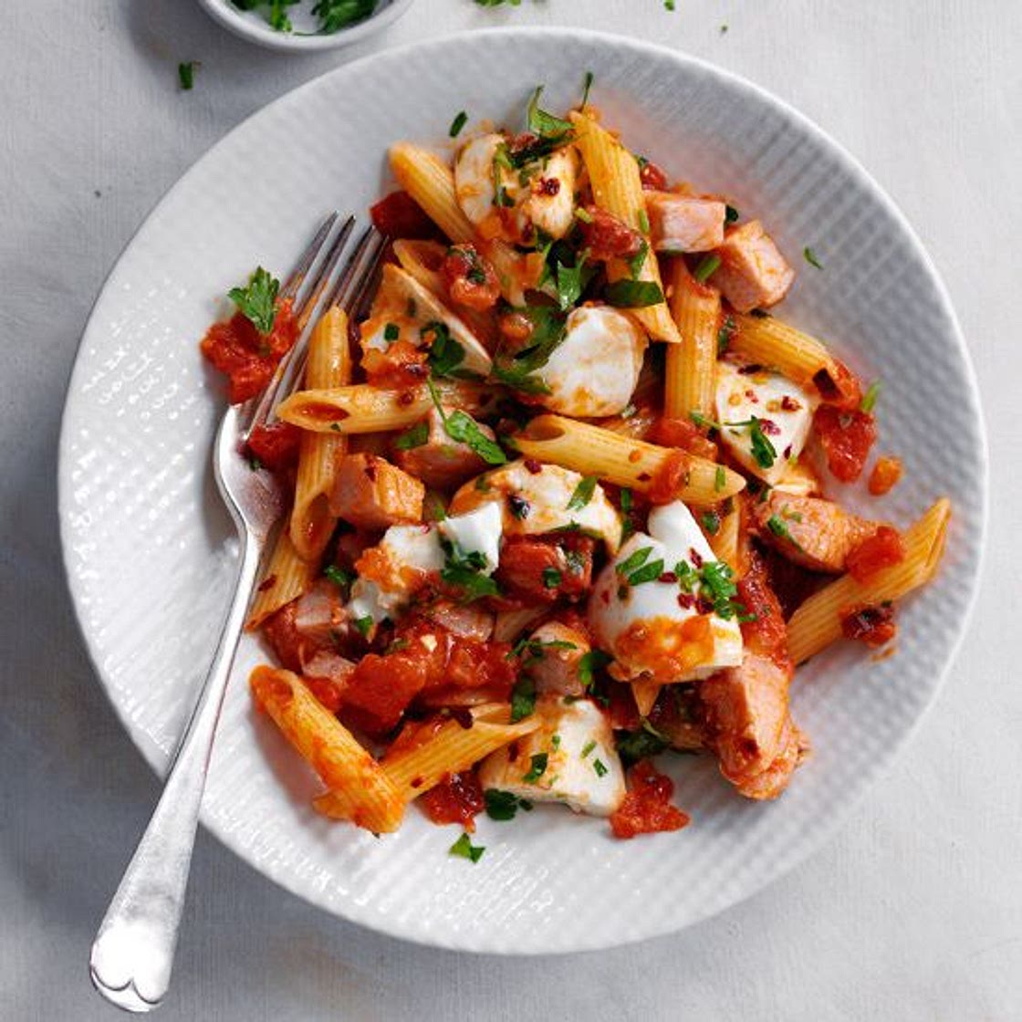 Canadian Bacon and Mozzarella Penne