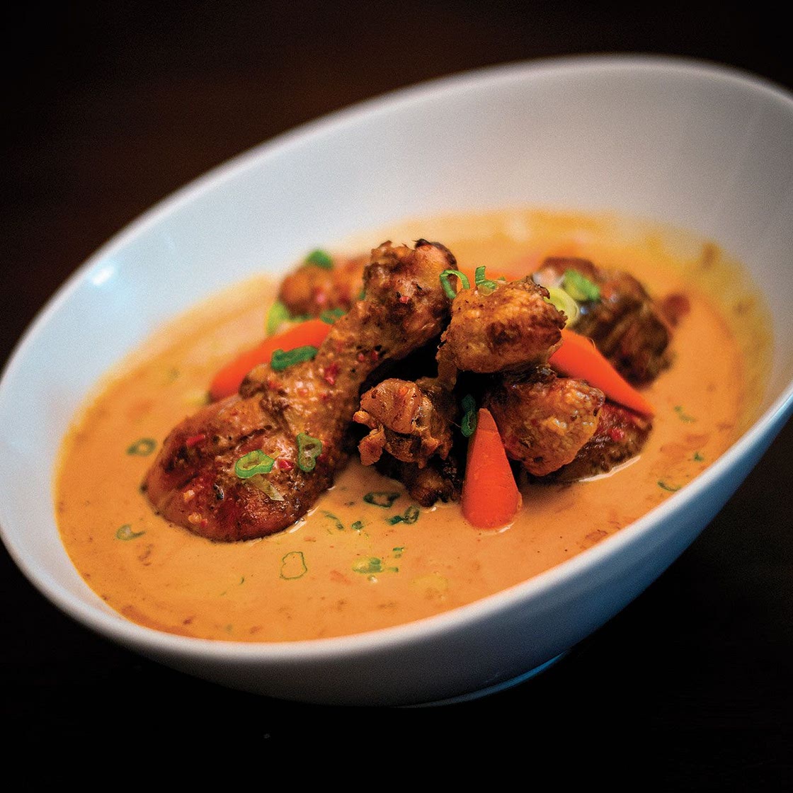 Malaysian Chicken Curry with Buttermilk Beer Beignets