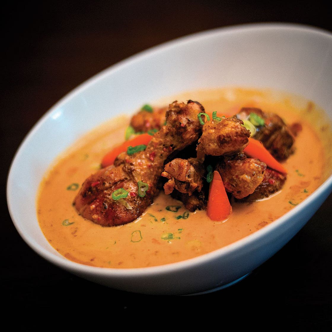 Malaysian Chicken Curry with Buttermilk Beer Beignets